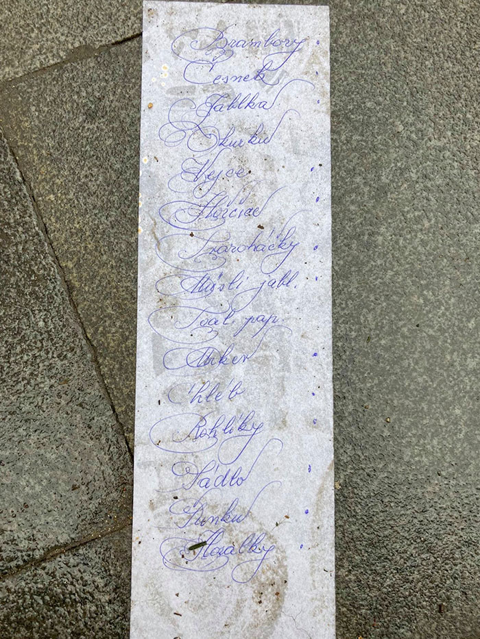 Shopping List Found On The Street In Prague