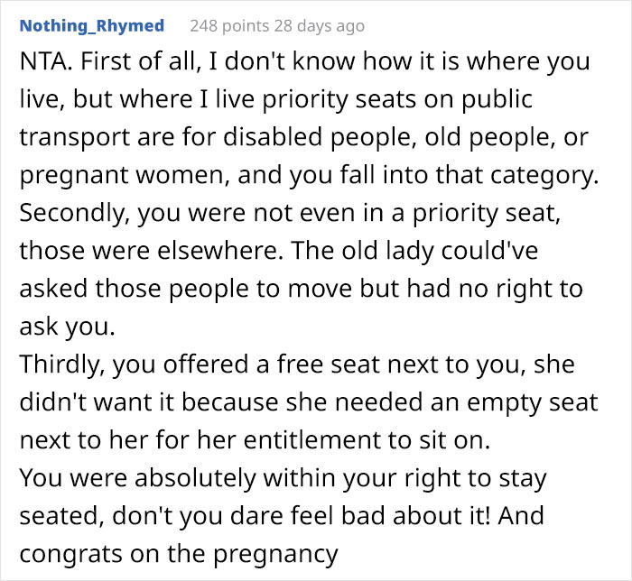 Entitled Old Lady Is Offended For Not Getting A Pregnant Mom's Bus Seat