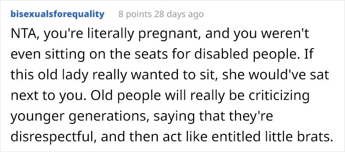 Entitled Old Lady Is Offended For Not Getting A Pregnant Mom's Bus Seat
