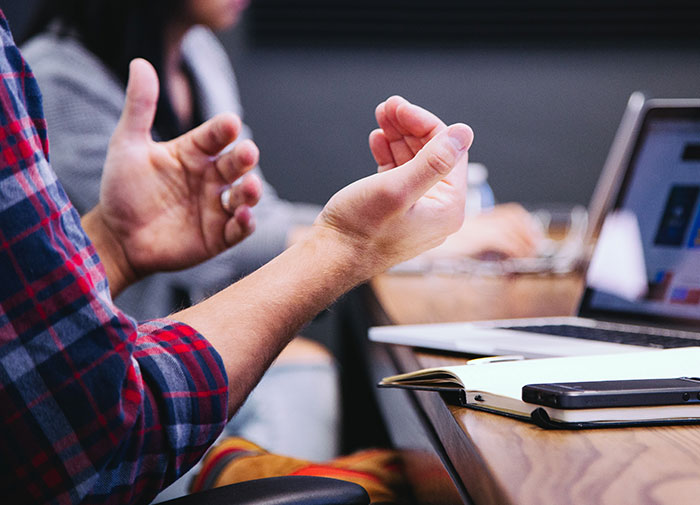 Man gesturing with his hands
