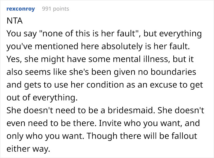 Mom Is Expecting Her Younger Daughter To Make Her Mentally Ill Daughter Her Bridesmaid, But The Bride-To-Be Can&rsquo;t See That Happening