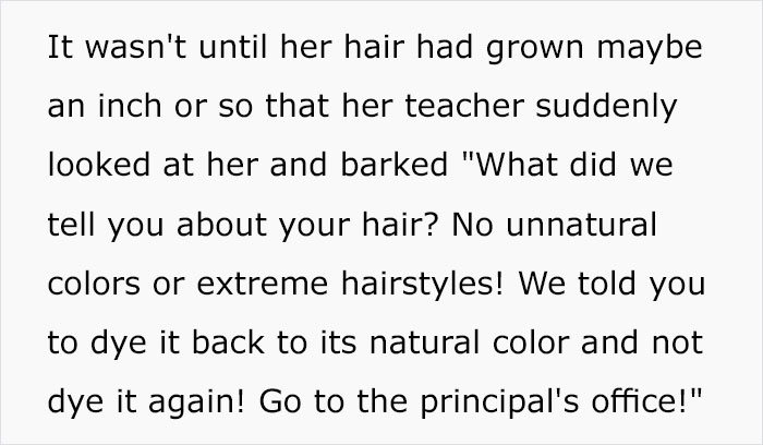 Student Gets In Trouble For Her Natural Hair Color Defying Schools Dress Code, Maliciously Complies By Dyeing It