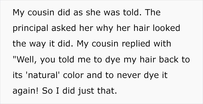 Student Gets In Trouble For Her Natural Hair Color Defying Schools Dress Code, Maliciously Complies By Dyeing It