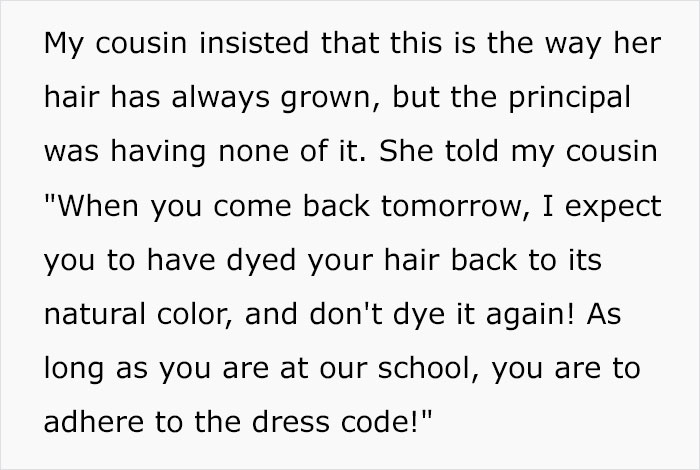 Student Gets In Trouble For Her Natural Hair Color Defying Schools Dress Code, Maliciously Complies By Dyeing It