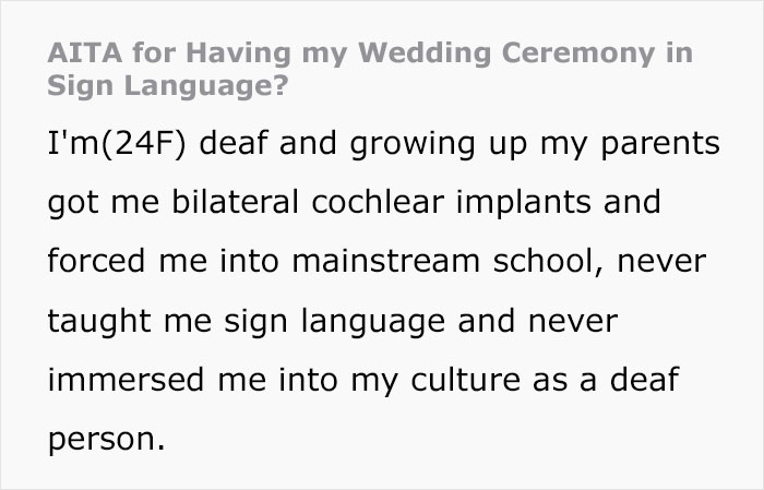 Unsupportive Mom Upset After Her Deaf Daughter Decides To Hold Her Wedding Ceremony In Sign Language