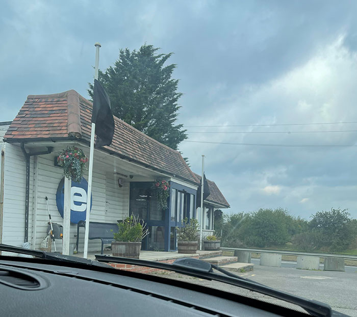 My Dad Passed Away On Sunday. Today, His Best Friend And Business Partner Of 30 Years Displayed Black Flags At Half-Mast At Their Office As A Sign Of Respect