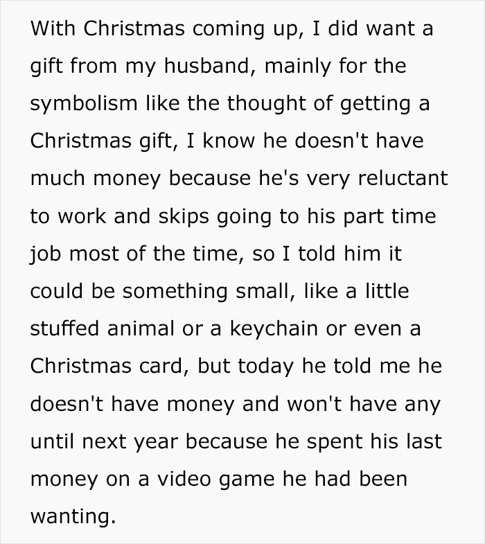 Breadwinner Wife Is Accused Of Being Materialistic After She Tells Her Husband She&rsquo;d Like A Small, Symbolic Christmas Gift