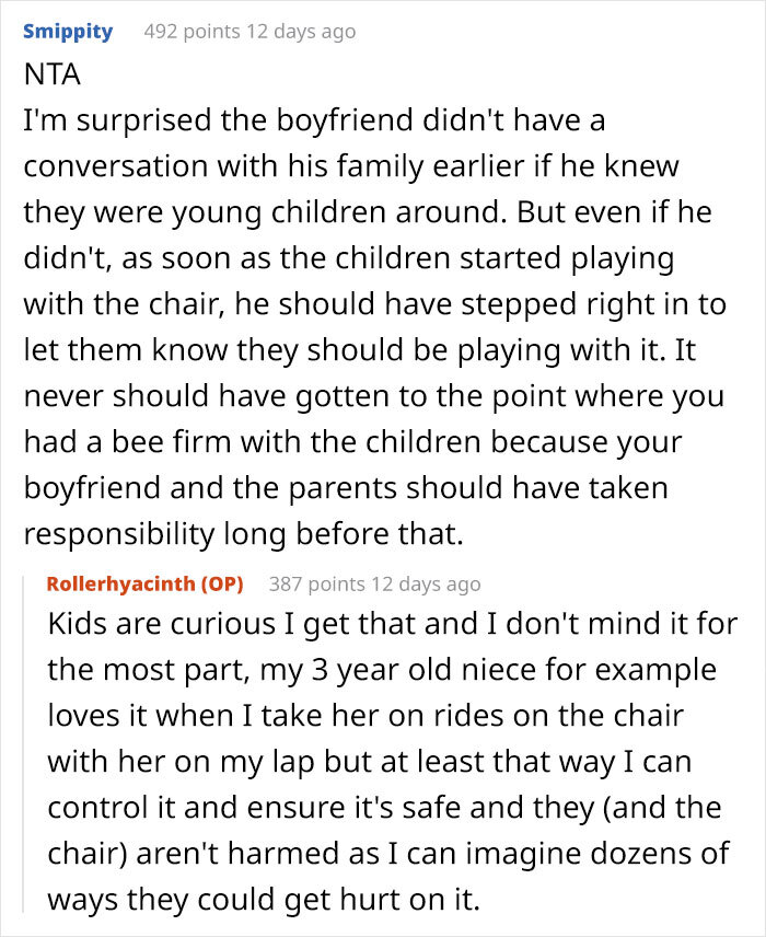 Woman Blamed For Ruining The Evening After Asking Partner’s Nephews Not To Play With Her Wheelchair, Asks The Internet If She Overreacted Woman Blamed For Ruining The Evening After Asking Partner’s Nephews Not To Play With Her Wheelchair, Asks The Internet If She Overreacted