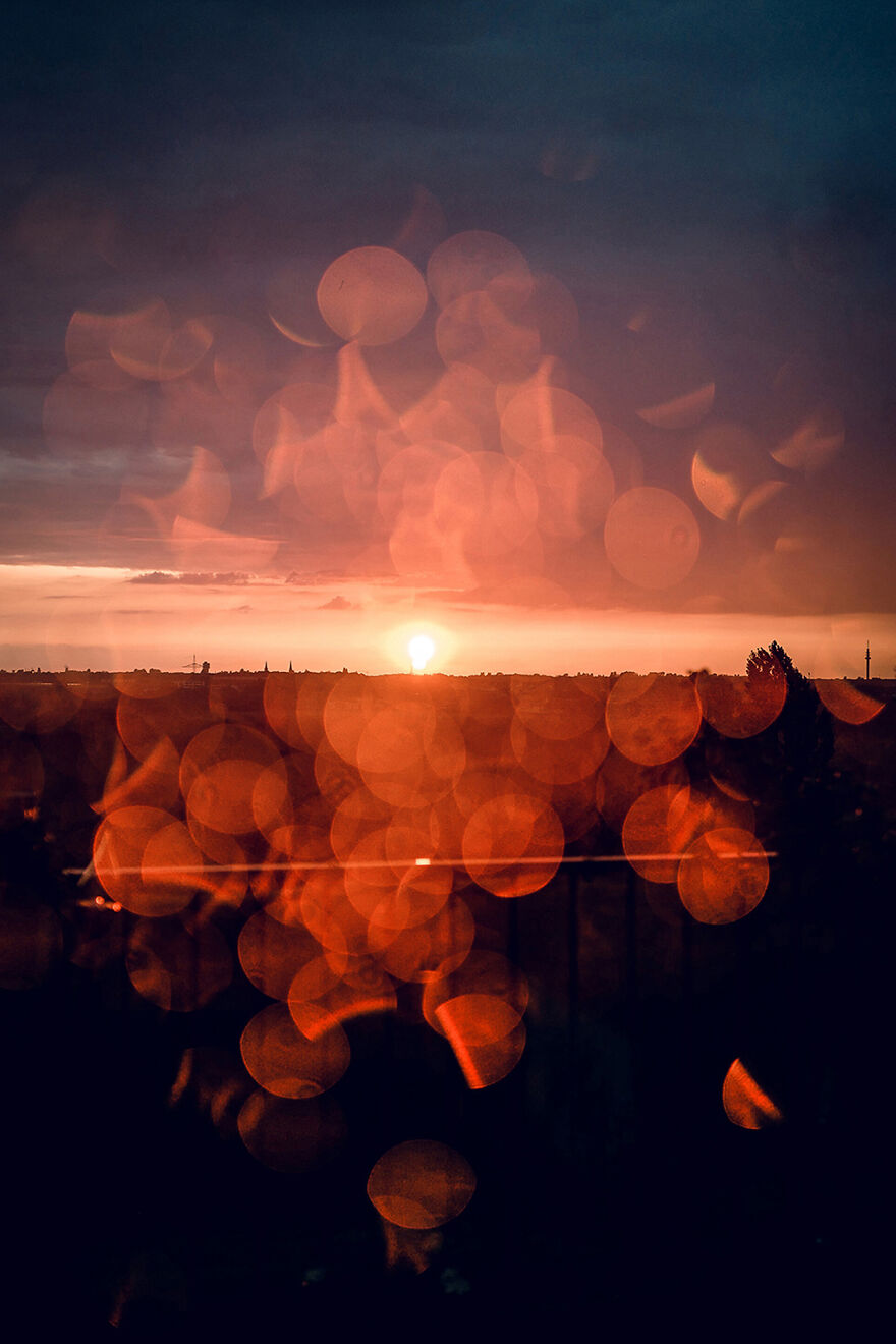 September 2021 – View From My Balcony With Some Bokeh Light Flares After The Rain