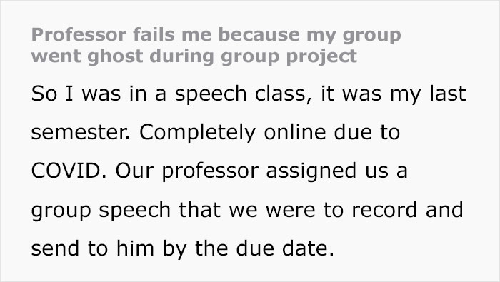 Student Maliciously Complies And Gets His Professor Into Trouble After Receiving A Zero On A Group Project He Had To Do All By Himself