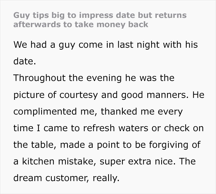 Entitled Guy Wants To Impress His Date And Tips $100 Just To Take It Back When She Leaves, Server Makes Sure To Get Her Revenge