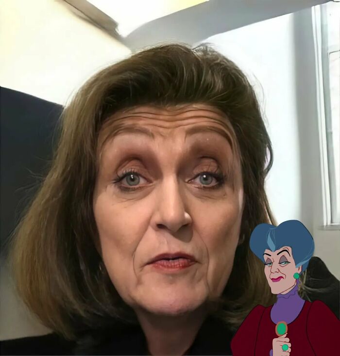 ai recreation of appearance in real life of Lady Tremaine character from the cartoon 