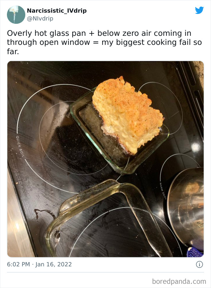 Glass Pan Plus Cold Air Equals Kitchen Disaster