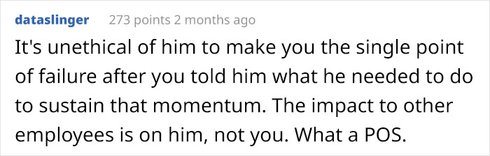 Ex-Employee Called "Unethical" For Leaving For A Better Job Because The Whole Company Relies On Him