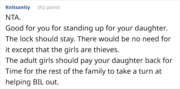 18 Y.O. Cousins Keep Ignoring 16 Y.O. Daughter&rsquo;s Privacy, So Dad Installs Locks In Her Room And Upsets Both His Wife And Her Brother