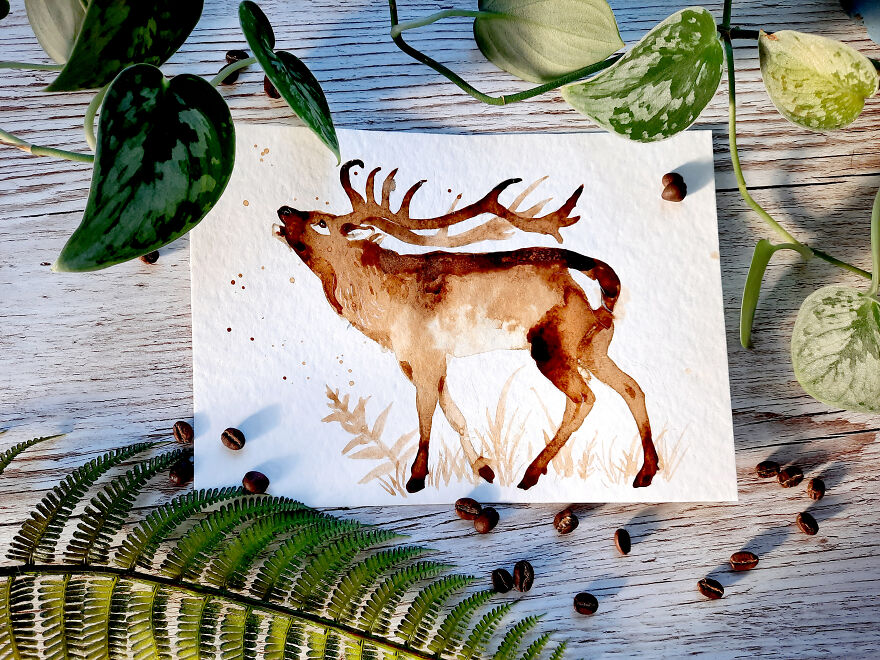 My Boyfriend Asked Me To Paint With His Coffee, Here Is The Result (8 Pics)