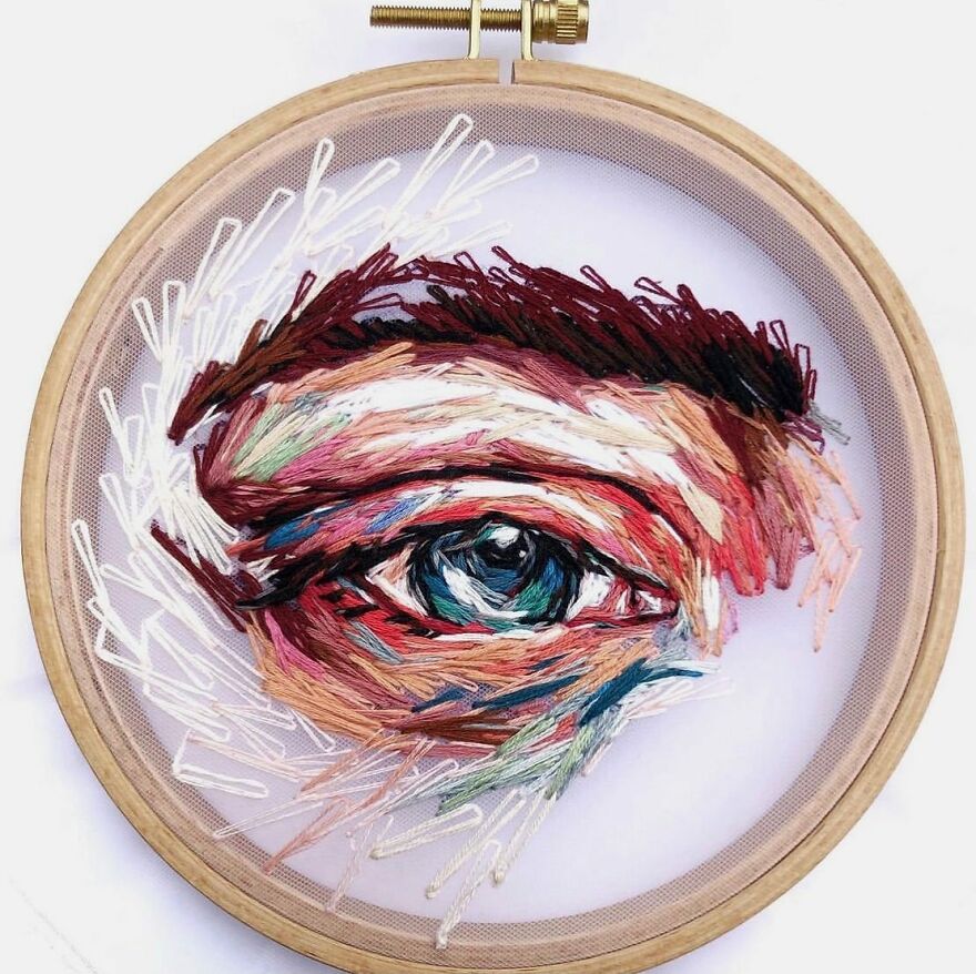 I Stitch Colorful Threads Into Tulle To Create A 3D-Effect On My Artwork (47 Pics)