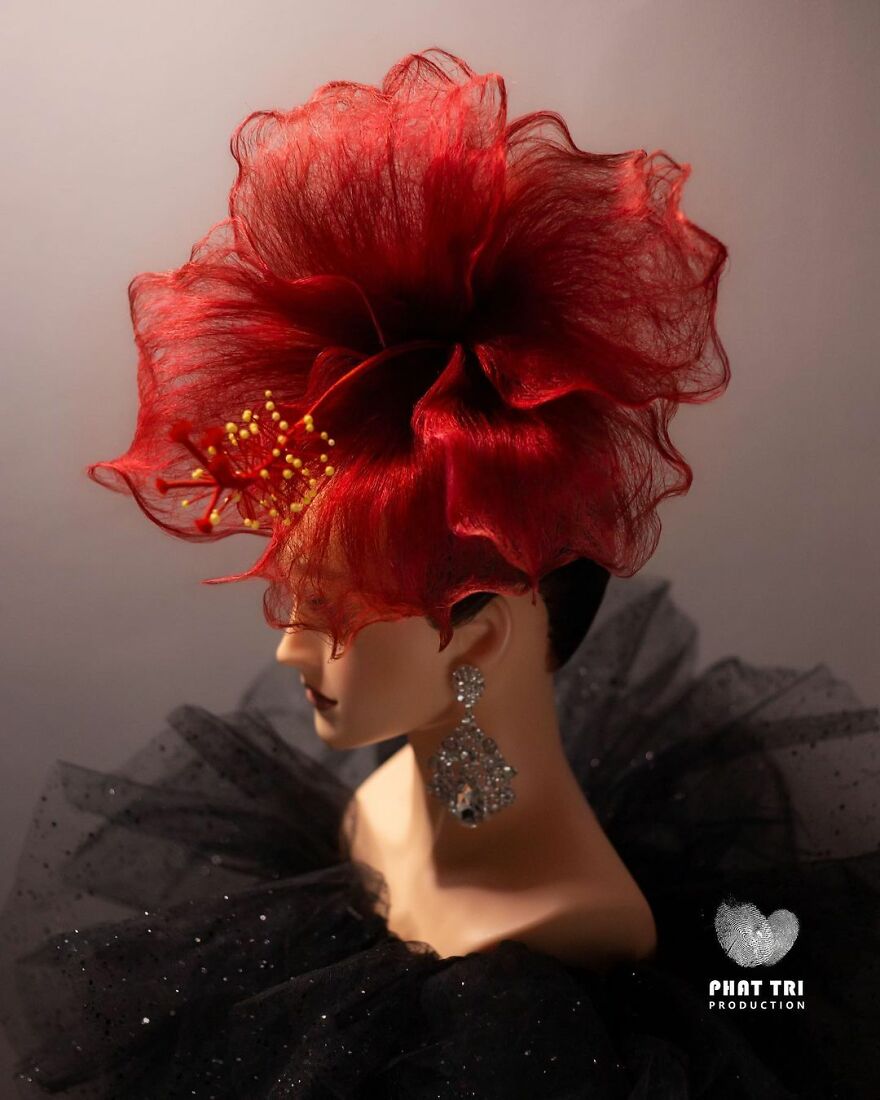 Vietnamese Hairdresser Creates Amazing Designs In The Shape Of Flowers (37 Pics)