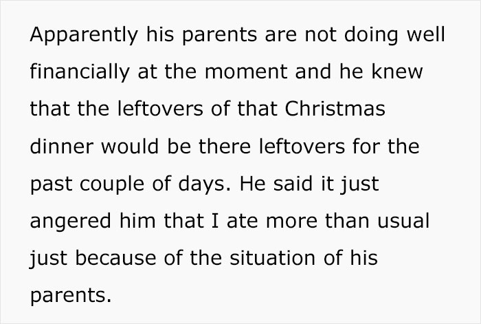 "Am I The Jerk For Eating At My Boyfriend's Family's Christmas Dinner?"