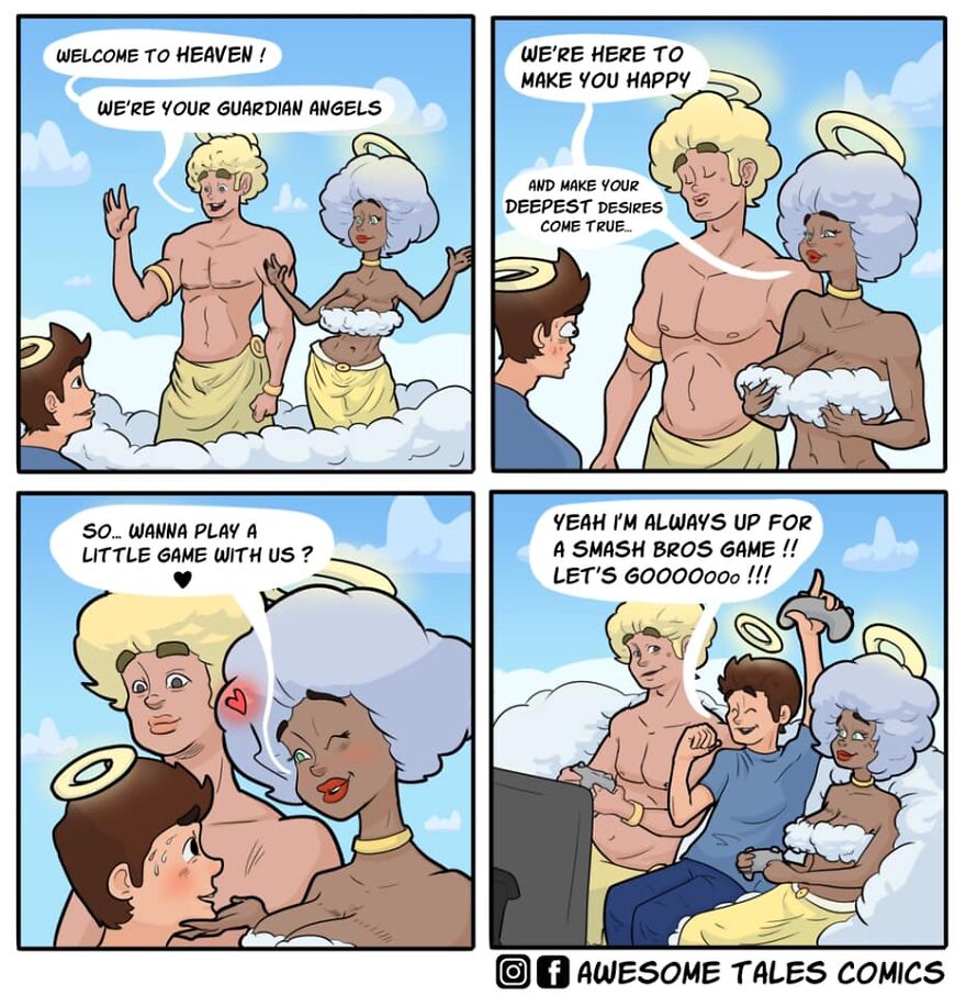 Artist Shows In Adorable Comics What The Afterlife Would Be Like (19 Comics)