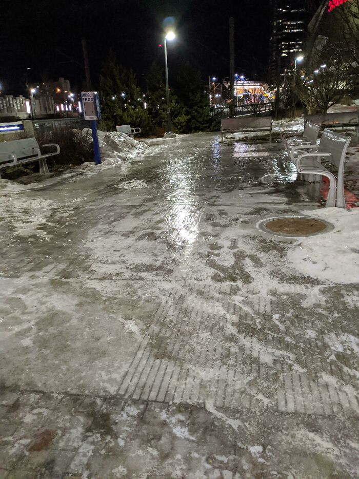 This Ice Is Absolutely Shameful. What Is The Municipality Even Doing? It's Been Days Since The Freezing Rain