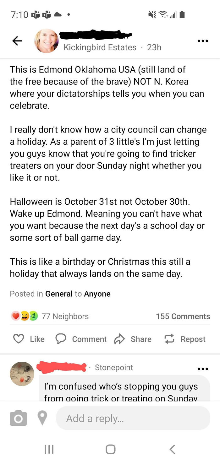 A Local Karen From My Home State. Apparently We Are North Korea Now...