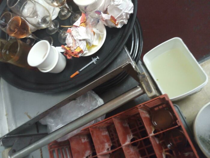 A Customer Left A Used Needle On Their Table