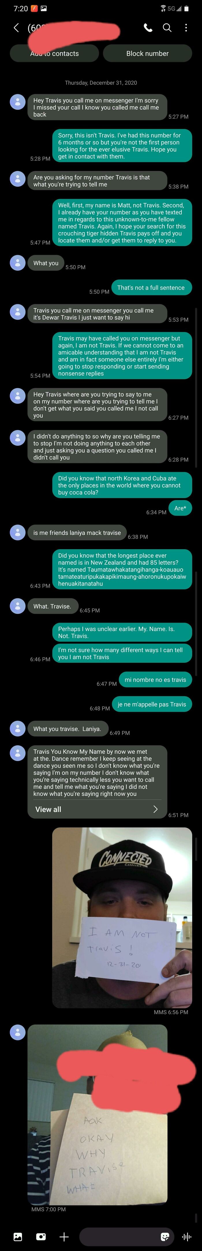 A Thousand Ways To Say I'm Not Travis.