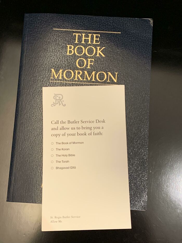 The Hotel I’m Staying At Allows You To Choose Your Selected Holy Text