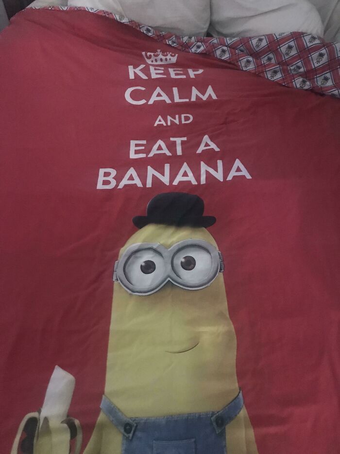 My Blanket Cover That My Parents Bought In Their ‘Minion Faze’. I Would Get Rid Of It But It’s My Only Good Cover Hhhhhh
