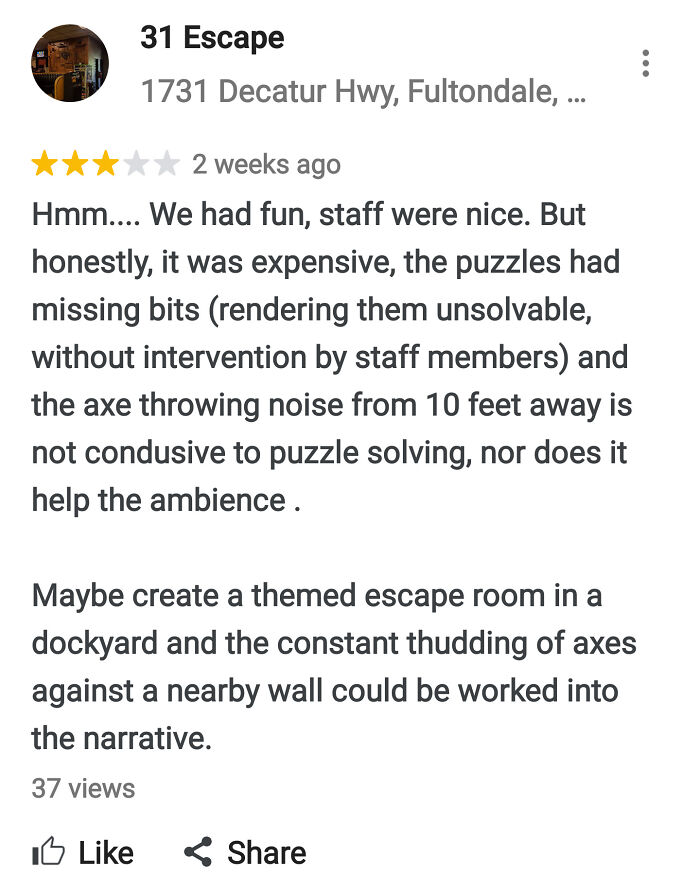 Escape Room Suggestion