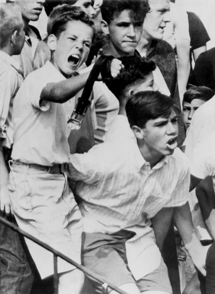 Young Boys Harassing The Horace Baker Family, The First African American Family To Move Into The All White Delmar Village Neighborhood Of Folcroft, Pennsylvania - Aug. 30, 1963. 