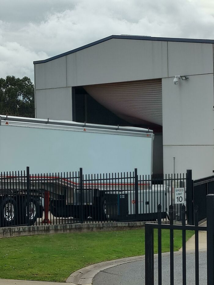 The Boss Backed Into The Garage Door At Work Today