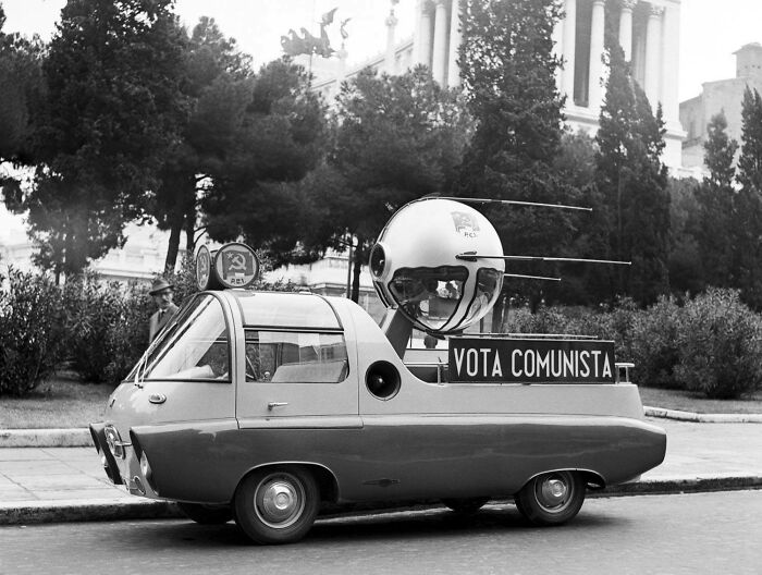 "Italian Communist Party Sputnik-Car For Propaganda During Italian General Election, 1958" Via Antonio Ci