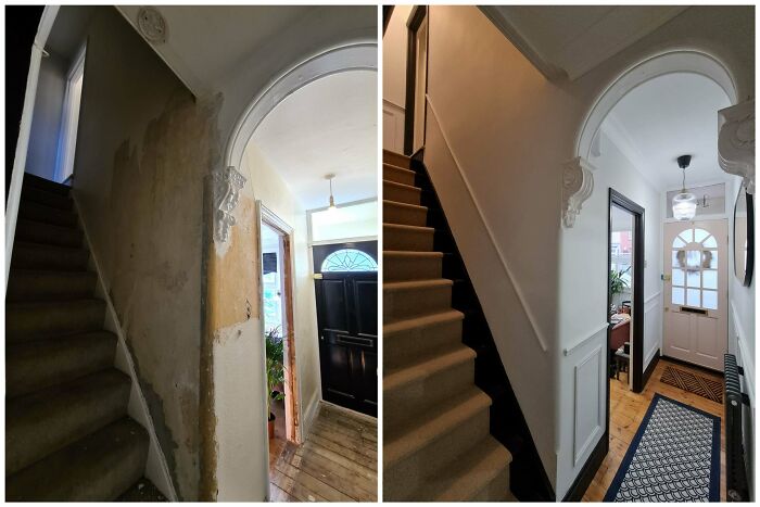 Before & After, Rennovated Hallway. 1890's Victorian Terraced, UK