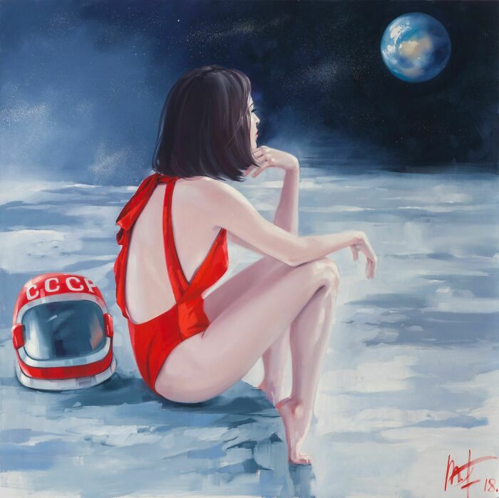 Post-Soviet Visual. "On The Moon" Painting By Marina Fyodorova, Russia, 2018