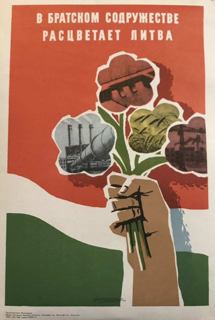 "Lithuania Is Flourishing In Fraternal Community" Soviet Poster, 1972