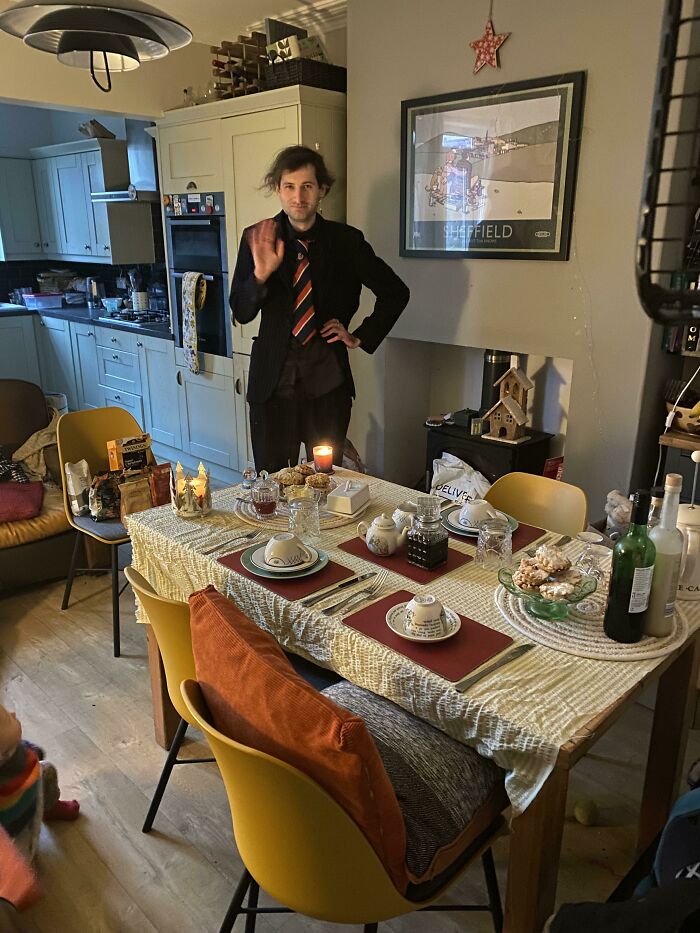 Went To Visit A Friend Today Who Knows I’ve Been Feeling Down. He Surprised Me With A Classy Festive Tea Party! Made My Day, Made Me Smile