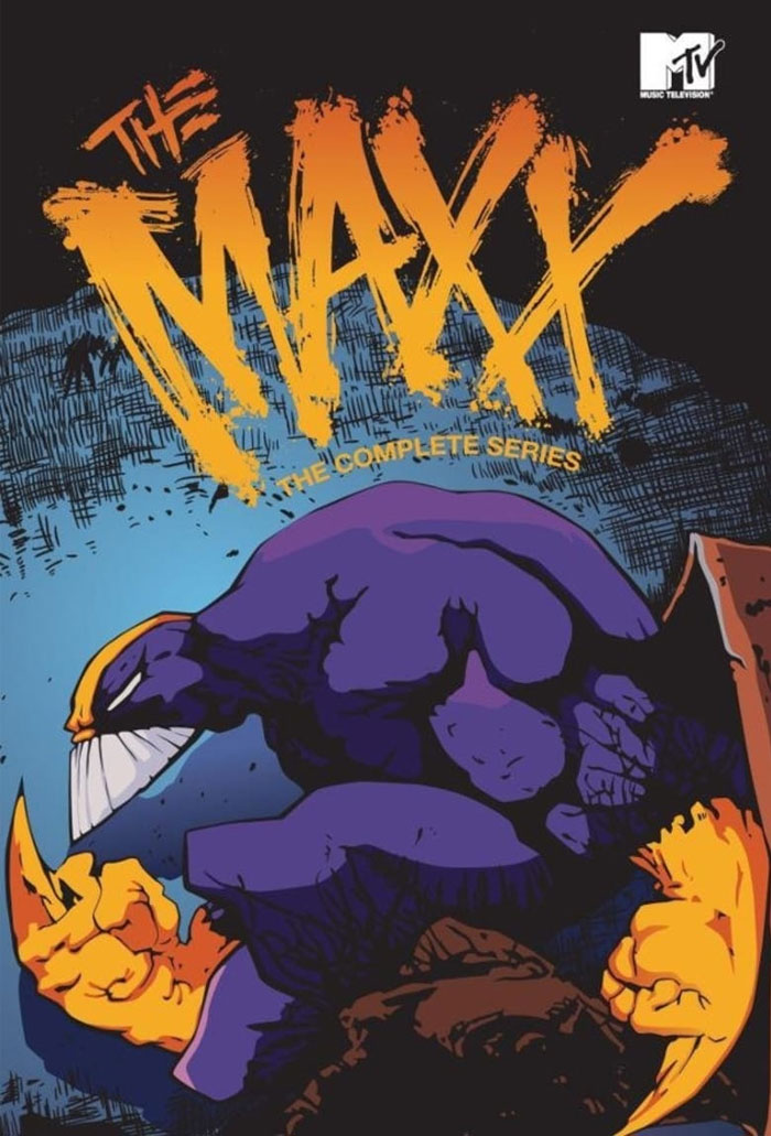 Cover art of ‘The Maxx’ cartoon series, featuring the main character in a dark, comic-style illustration.