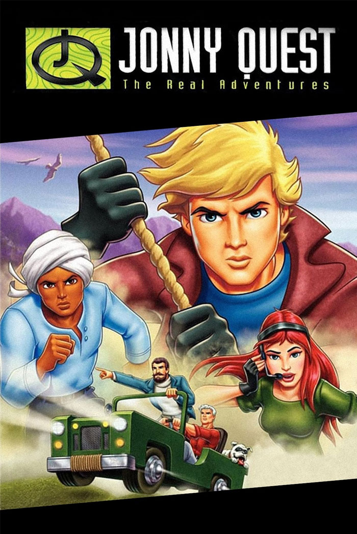 Cover image of the '90s cartoon "Jonny Quest: The Real Adventures," featuring the main characters in action.