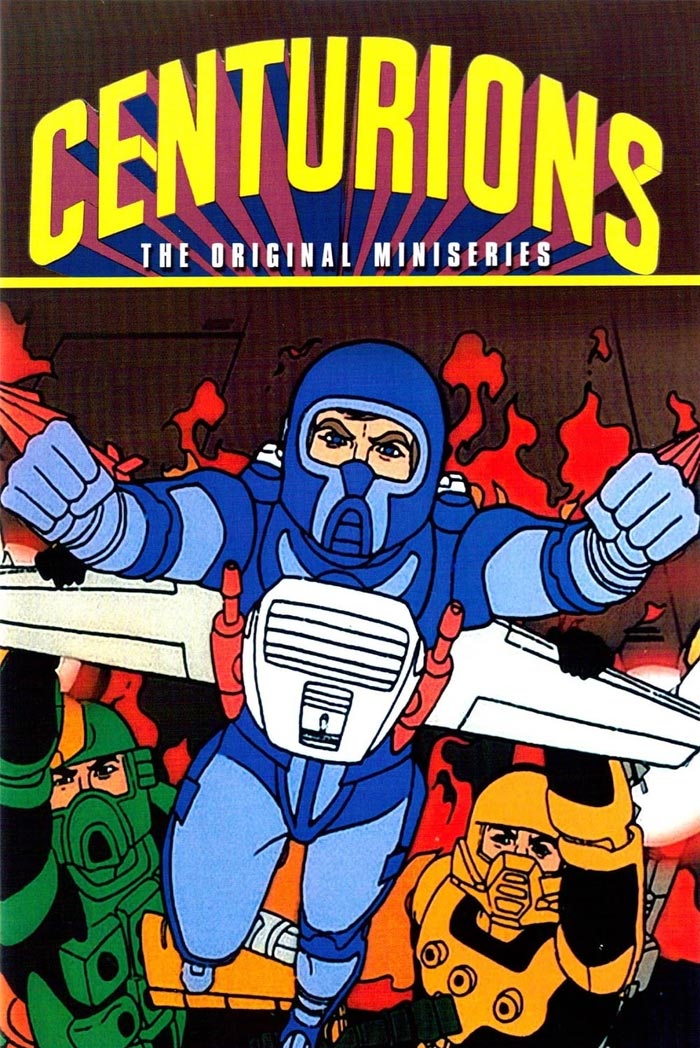 '90s cartoons: Illustrated cover of Centurions with characters in colorful suits and action-packed background.