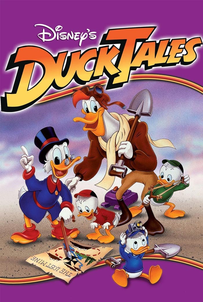 Classic '90s cartoon cover art featuring the DuckTales characters with a treasure map.