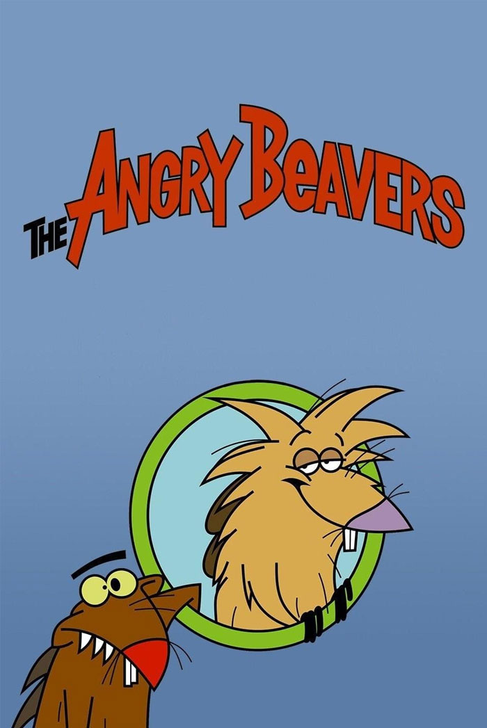 The Angry Beavers characters on blue background, icon of '90s cartoons.