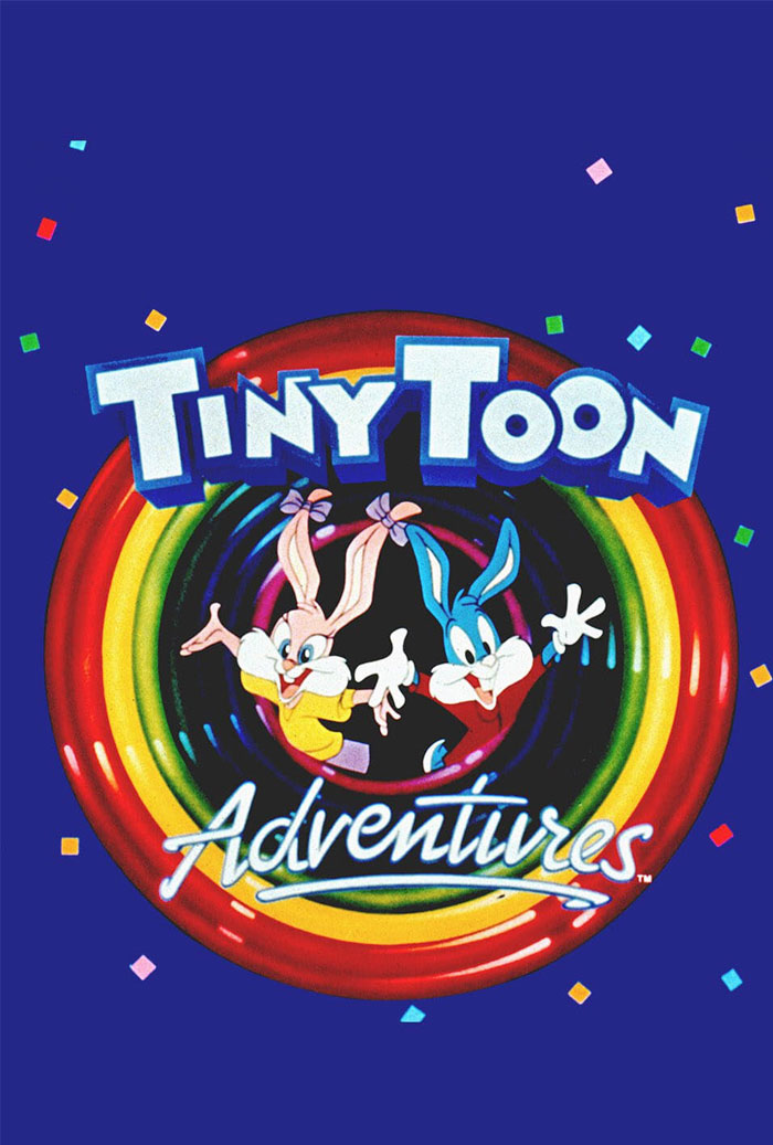 Tiny Toon Adventures logo with colorful background, representing popular '90s cartoons.