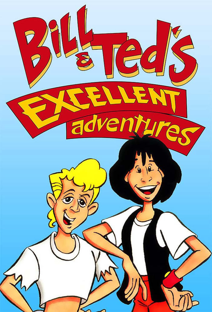 Cover art of Bill & Ted's Excellent Adventures, featuring animated characters, from popular '90s cartoons.