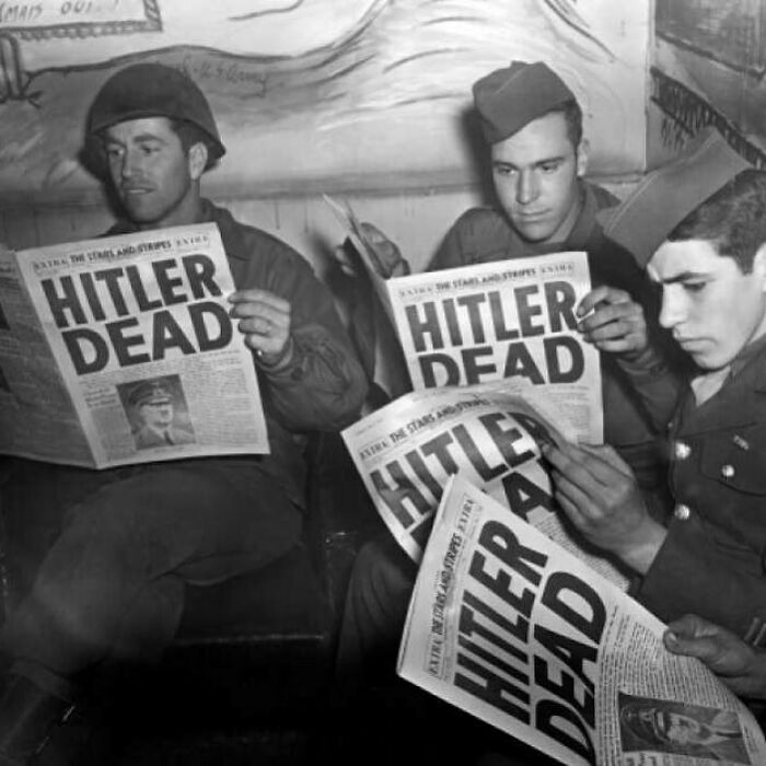 On This Day In 1945, Adolf Hitler Commits Suicide. Since January Of 1945, Hitler Was Hiding In His Underground Bunker After The Soviet Union’s Siege Of Berlin. The Bunker Had 18 Rooms With Electricity And Water Supply. The Day Before His Death, Hitler Married His Long Time Mistress, Eva Braun. Hitler And His Wife Poisoned Themselves And Their Dogs With Cyanide Capsules. Hitler Then Shot Himself. The Bodies Of The Two Were Cremated. However, When Soviets Reached The Chancellery, They Removed Hitler’s Ashes To Prevent A Memorial. 8 Days Later Germany Surrendered.