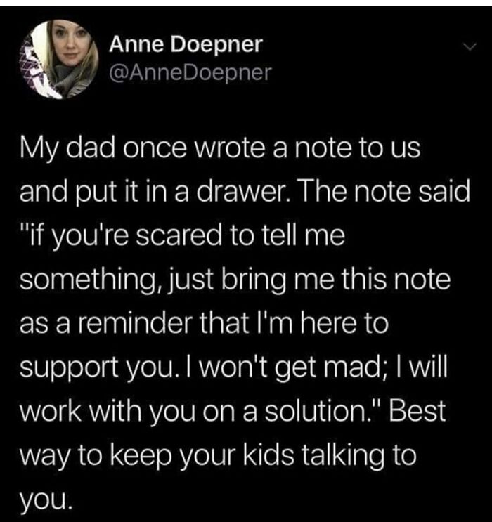 Social media post from Marriage and Martinis IG page sharing a supportive parenting story about communication with kids.