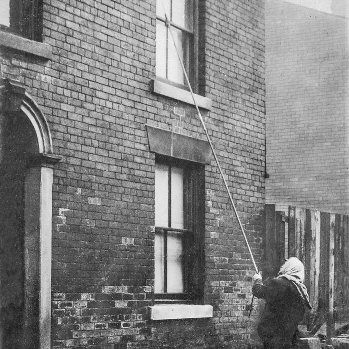 During The British Industrial Revolution Up Until The 1940s, The Human Alarm Clocks Known As The Knocker-UPS Would Wake People Up So That They Would Get To Work On Time. At A Time When Alarm Clocks Were Not Cheap Or Reliable, For A Few Pence A Week The Knocker-UPS Would Bang A Pole On People’s Windows Or Blow On A Rubber Tube As A Peashooter Until They Received Confirmation That Their Client Was Up And Moving.