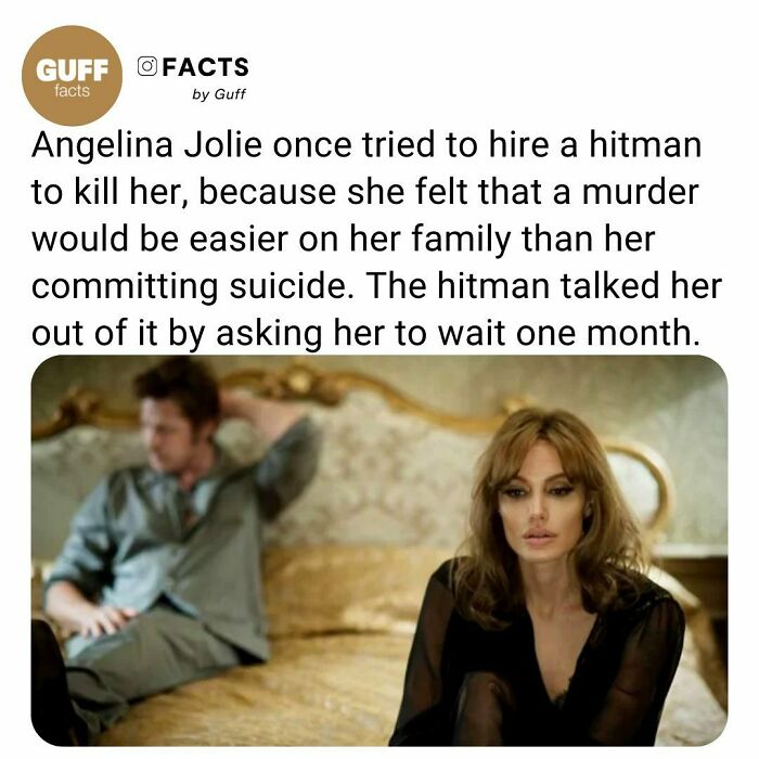 Interesting facts about our world shared by Instagram, featuring a story about Angelina Jolie and a hitman intervention.