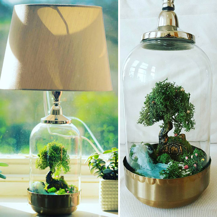 I Made These Terrarium Lamps, Designed With Fantastical Storybook Scenes Inside Glass Base.